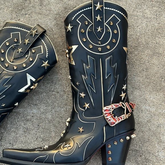 Christian Louboutin Cowboy Western Boots 40 Horseshoe Embellished 9 10 - Picture 11 of 16